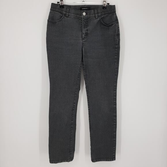 3/$25 Lafayette 148 Slim Straight Jeans 2 Mid Rise Ankle Length Stretchy Gray - Picture 1 of 10